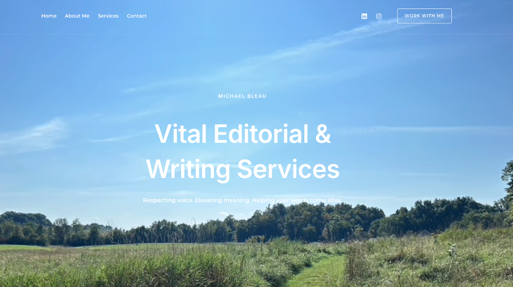 Screenshot of the Vital Editorial & Writing Services homepage design